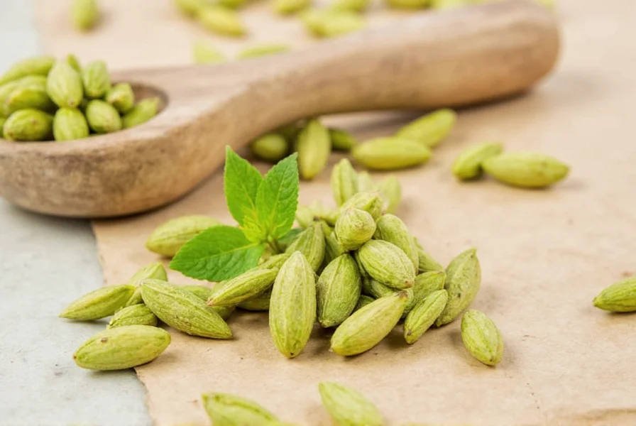 Close-up of ground cardamom in a bowl