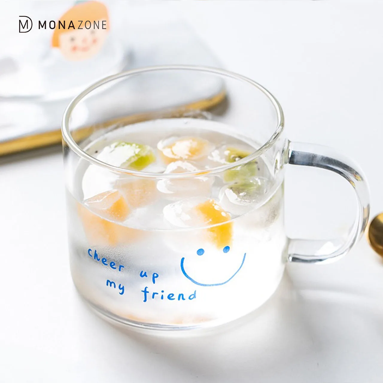 

Monazone Cute Water Cup Breakfast Glass Cup With Handle glass mug