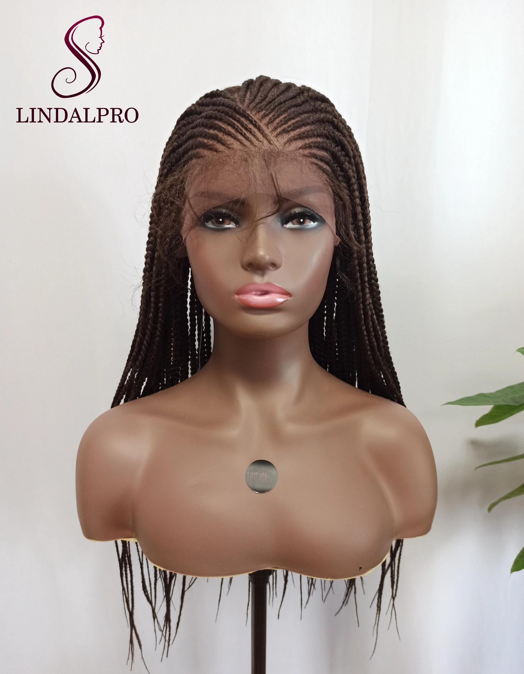 

LINDAL synthetic braided lace wigs with baby hair hand tied popular lady lacefront braiding wig