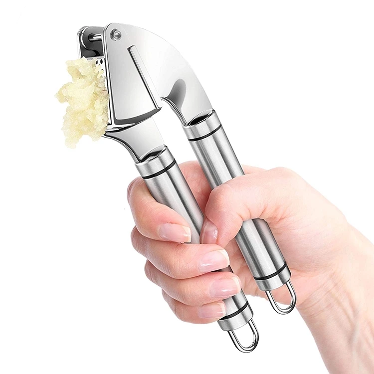 

Garlic Press Stainless Steel Arc Rocker Rocking Garlic Press Crusher Mincer Chopper Silicone Garlic Peeler