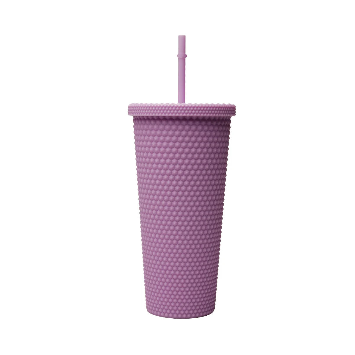 

Studded Grid Tumbler with Lid and Straw Durable 600ml Silicone Coffee Cup Black Red Purple Beverage Cup DOM-1161781, Black/purple/red