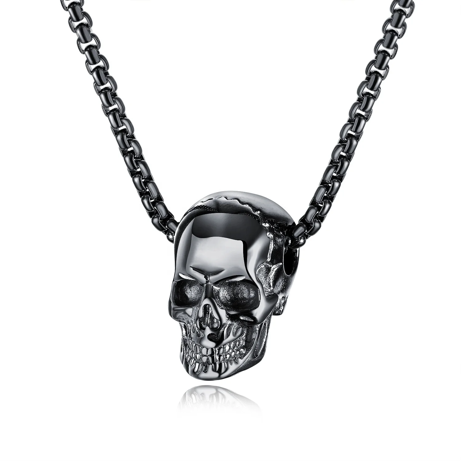 

New fashion punk style stainless steel men necklace pendants Trend mexican skull chinese necklace pendant for men Jewelry, Photo