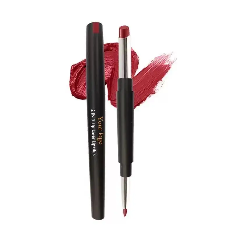 

Vegan Matte Lipstick Cosmetics Waterproof Double Ended Long Lasting Red Matte Lip liner Pencil Lipstick