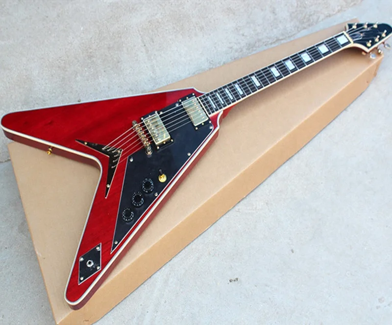 

Flying V 6 Strings Rosewood Fingerboard Electric Guitar with Golden hardware,can be customized