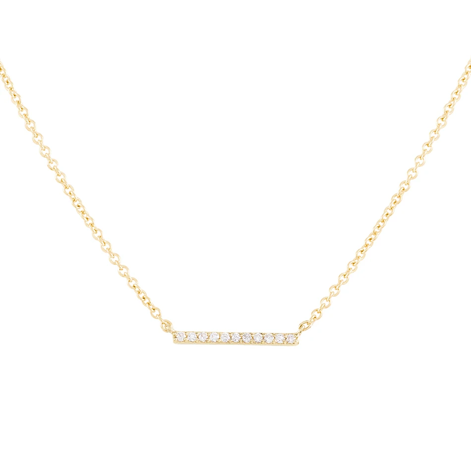 

Wholesale Necklace 14K gold Plated Pendant Necklace With Cubic Zircon 925 Sterling Silver Bar Necklace