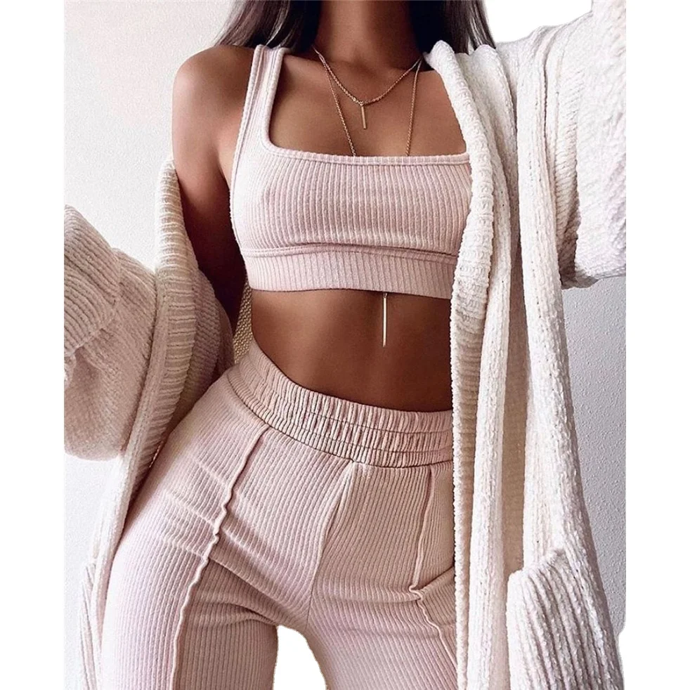 

2021 Summer Clothes Ladies Two Piece Outfits For Women Birthday Outfit 2 Piece Tank Top With High Waist Pants Jogger Set, Customized color