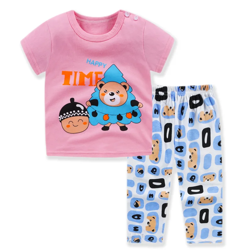 

100% Cotton Pajamas Kids Set baby Sleepwear 2piece Set Kid Cotton Pajamas Kids