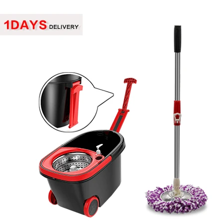 

Spin 360 Wet Cotton Mop Double Bucket Dual Wheel Handle Press Easy Wring Kitchen Cleaning Mops, Customized color