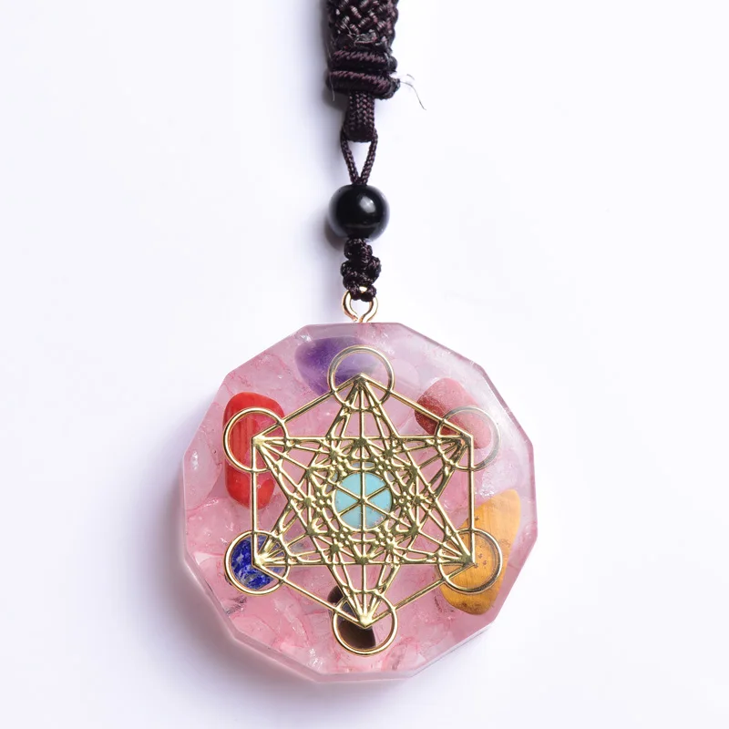 

Crystal Stones Chakra Jewelry Resin Pendant Epoxy Resin Organ Energy Pendant, Color
