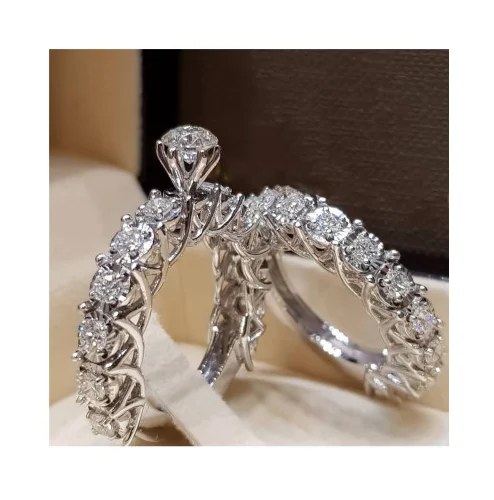 

Accept Custom Silver Sterling 925 Top Quality Luxury Gemstone CZ Diamond Ring Set Wedding Party Rings Cheapest Ring Light