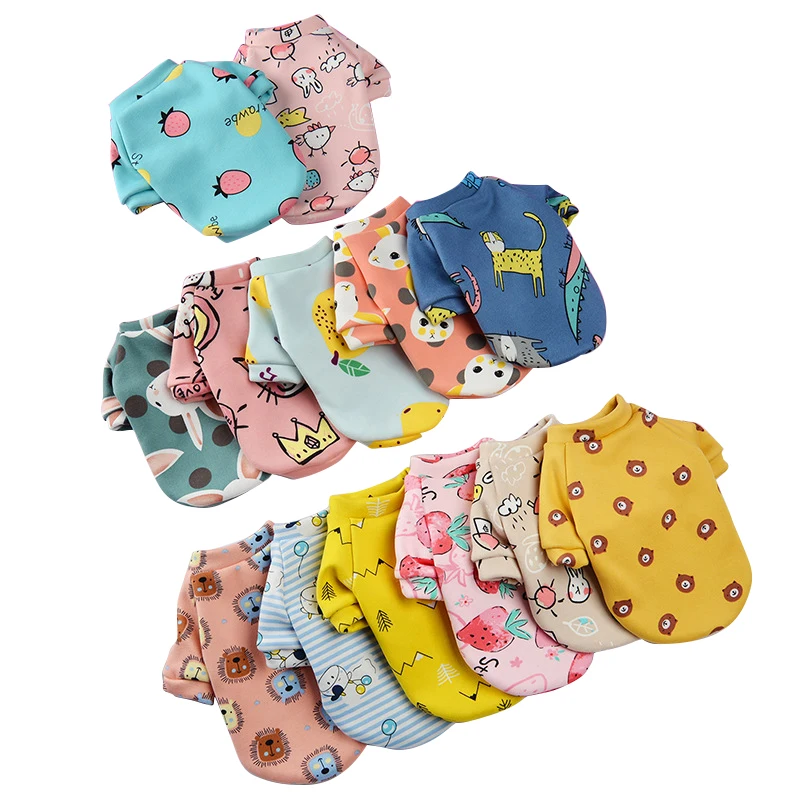 

Cute Cartoon Pet Clothing Summer Shirt Casual Vests Cat T-shirt Puppy Dogs Clothes for Small Pets Dog Cloth, #1#2#3#4#5