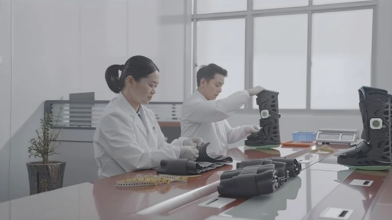Medical brace quality inspection and mechanical testing area
