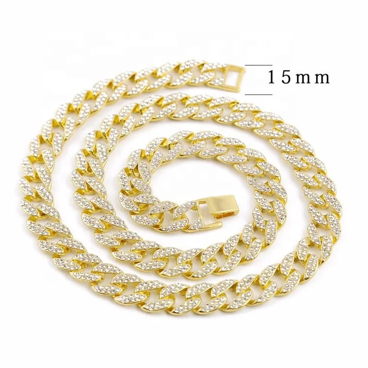 

Men Iced Gold tone Cuban Link Chain Choker Necklace Fashion Accessory for Hip Hop Lovers, Picture shows