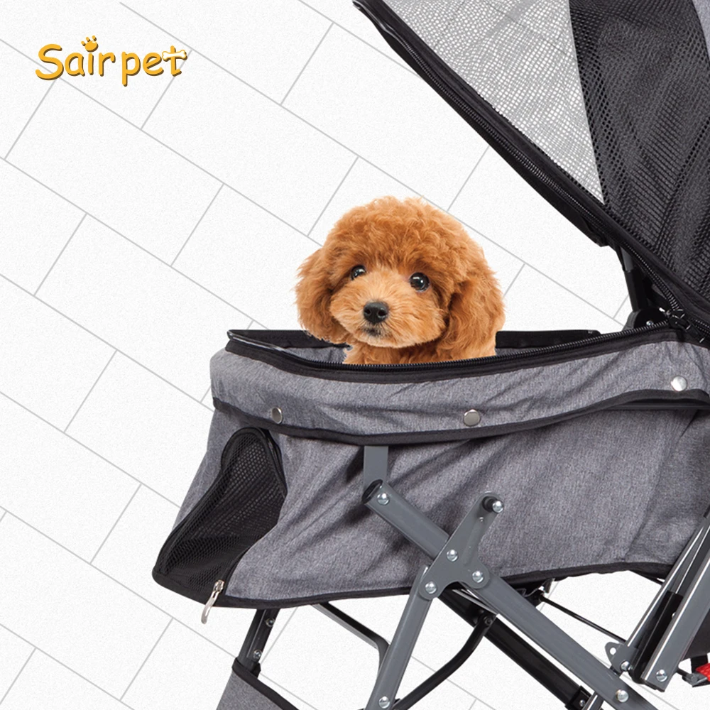 

Pet carriage Fold Small Dog Cart stroller Wheelchair Lightweight walker, Grey