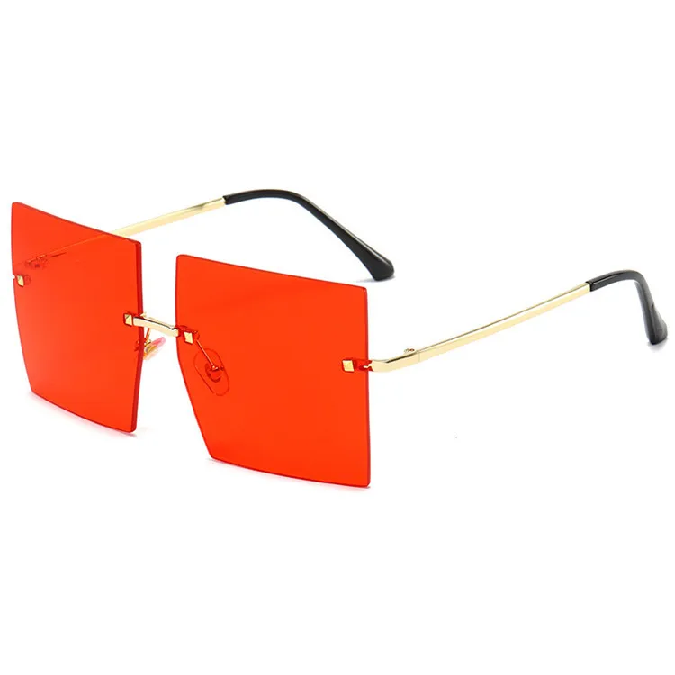 

European and American big box frameless cut-edge sunglasses, Picture shows