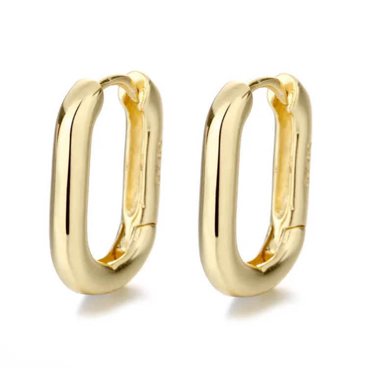 

Wholesale S925 Sterling Silver Earrings Ins Minimalist Geometric Oval Ring Female Earrings Earrings Gold Plated Retro Earrings, Picture shows