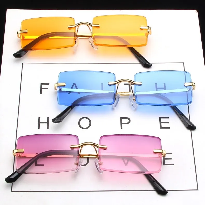 

DL Glasses retro rimless eyeglasses luxury shades women men wholesale metal frame outdoor rectangle sunglasses 2022, Picture colors