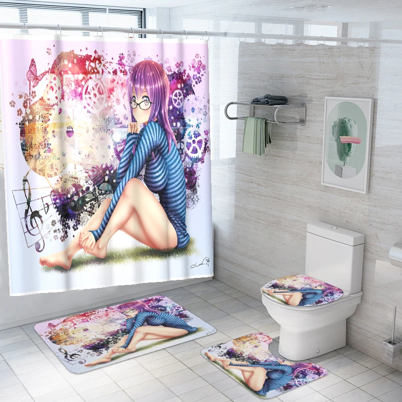 

Manufacture Cartoon girls Printed Bathroom Shower Curtain, Picture