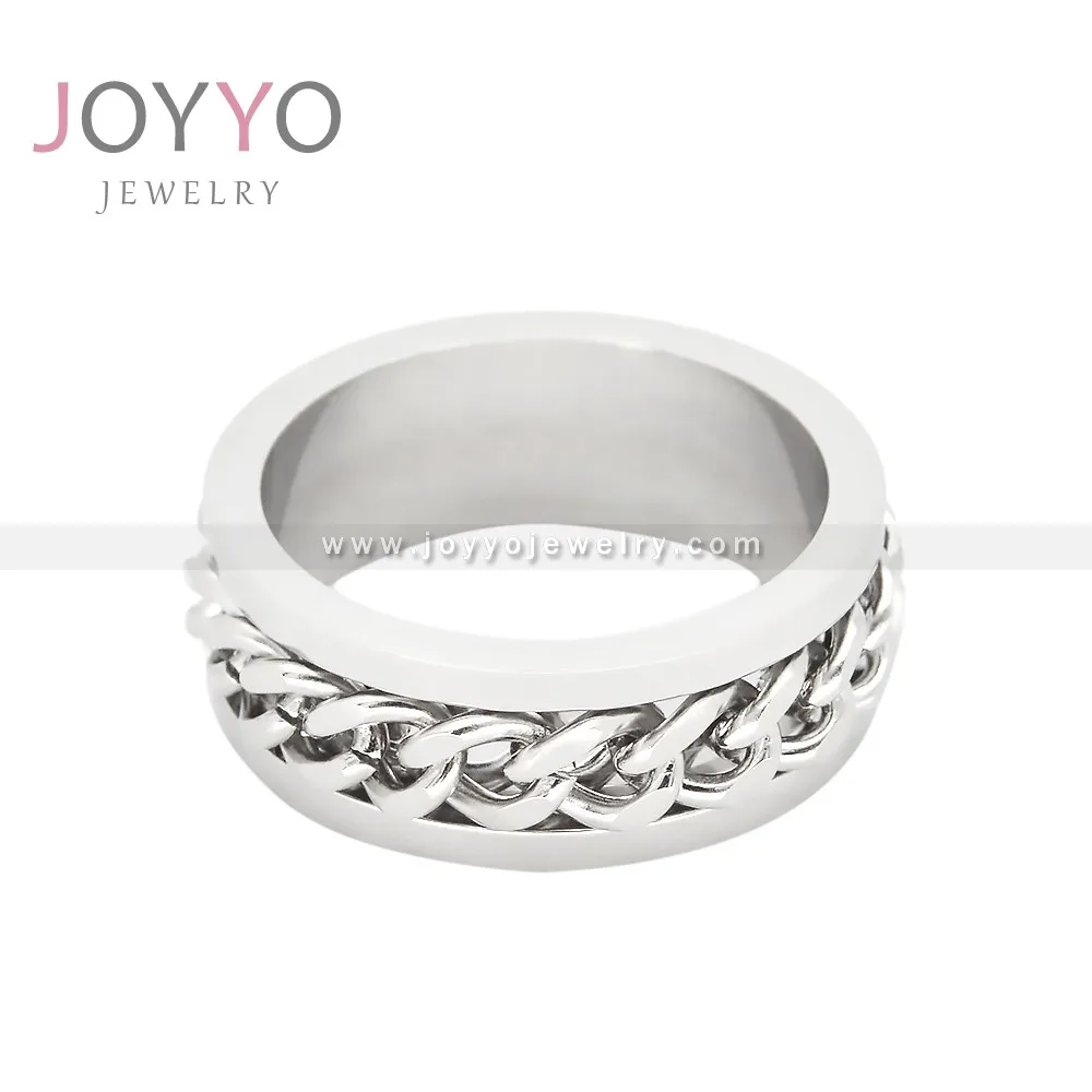 

Stainless steel simple link ring fashion silver gold plated titanium stainless steel chain spinner ring men jewelry