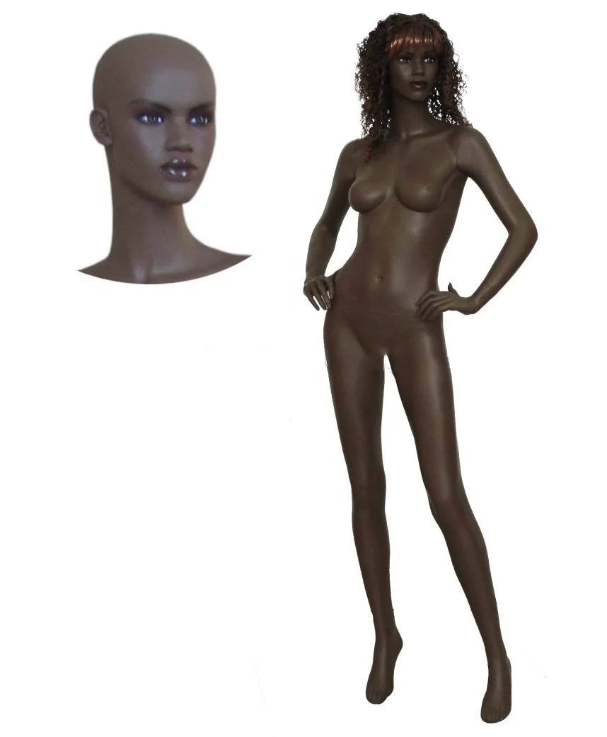 

Realistic African american lifelike female mannequin with make-up face full body dummy for wigs and clothes window display, Brown or customer request