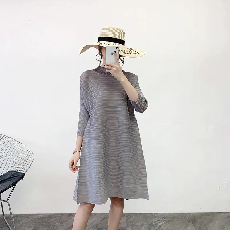 

New large A-line women's fashion 2020 hot long sleeve loose casual dress, Black