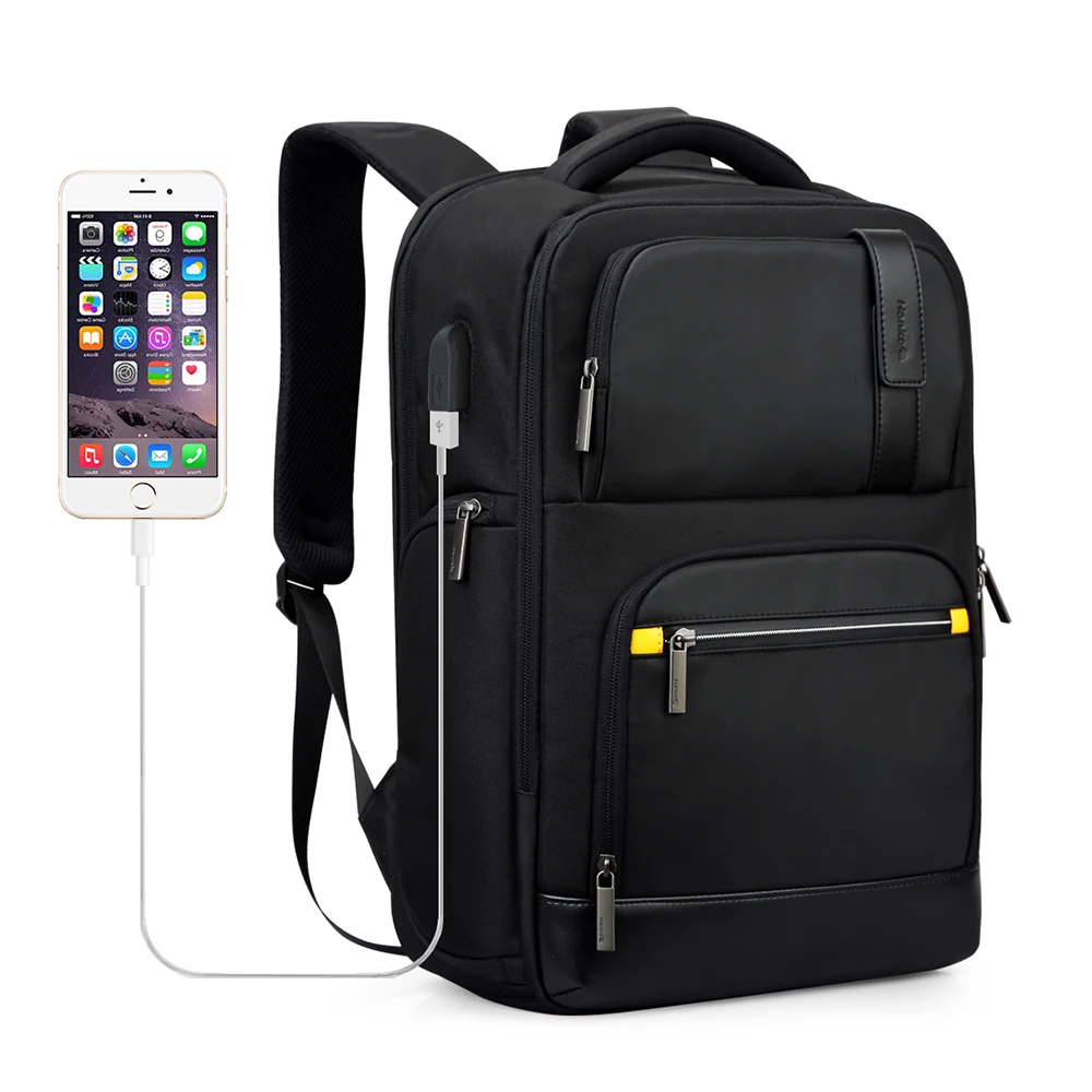 

Hanke anti theft backpack with usb charger waterproof computer business laptops bags for men backpack, Black