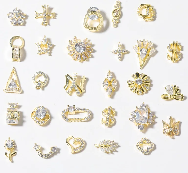 

Shiny instagram hot metal nail art glitter zircon decoration ornament rhinestone nail jewelry, 28 options