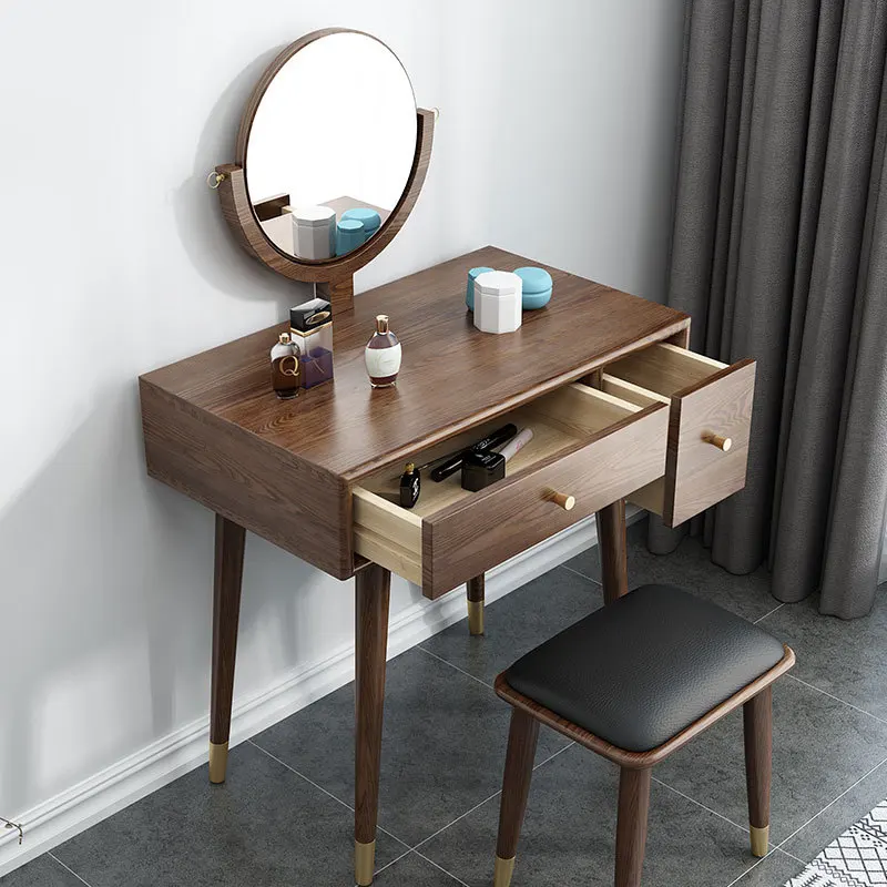 product-BoomDear Wood-Make up wooden dressing table design with copper footbedroom makeup task with 