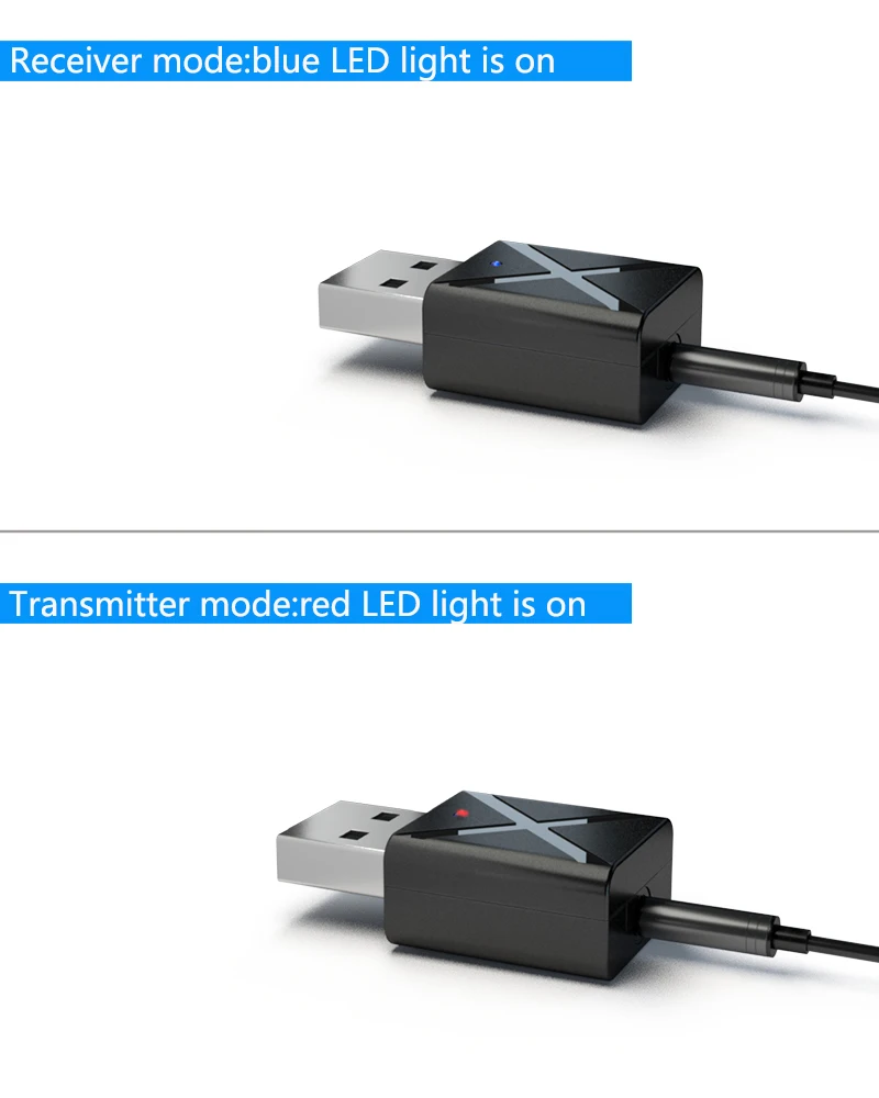 KN320 USB Bluetooth Transmitter Receiver, 2 in 1 USB Bluetooth 5.0 Transmitter Receiver AUX Audio Adapter for TV/PC/Car - ANKUX.COM