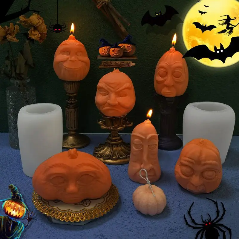 

LOVE'N LV405G Halloween Pumpkin Candle Silicone Mold DIY Creative Pumpkin Face for celebrate, White