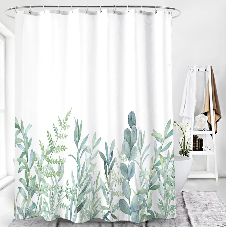 

high quality living room curtains valance curtains Polyester Free Punching Bathroom Waterproof Shower curtain
