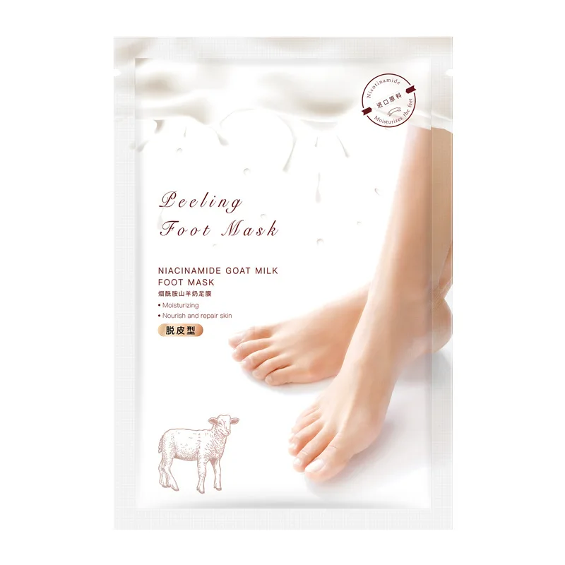 

BISUTANG Private Label Niacinamide Goat Milk Moisturizing Foot Peel Mask Skin Nourishing Exfoliating Socks Peel Foot Mask, White