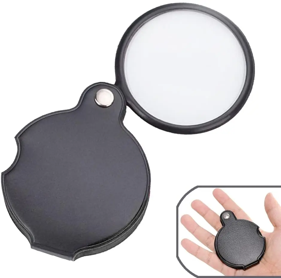kebyy 10X LED Lighted Magnifying Glass Handheld Reading Loupe Magnifier Money Detector with Bag 
