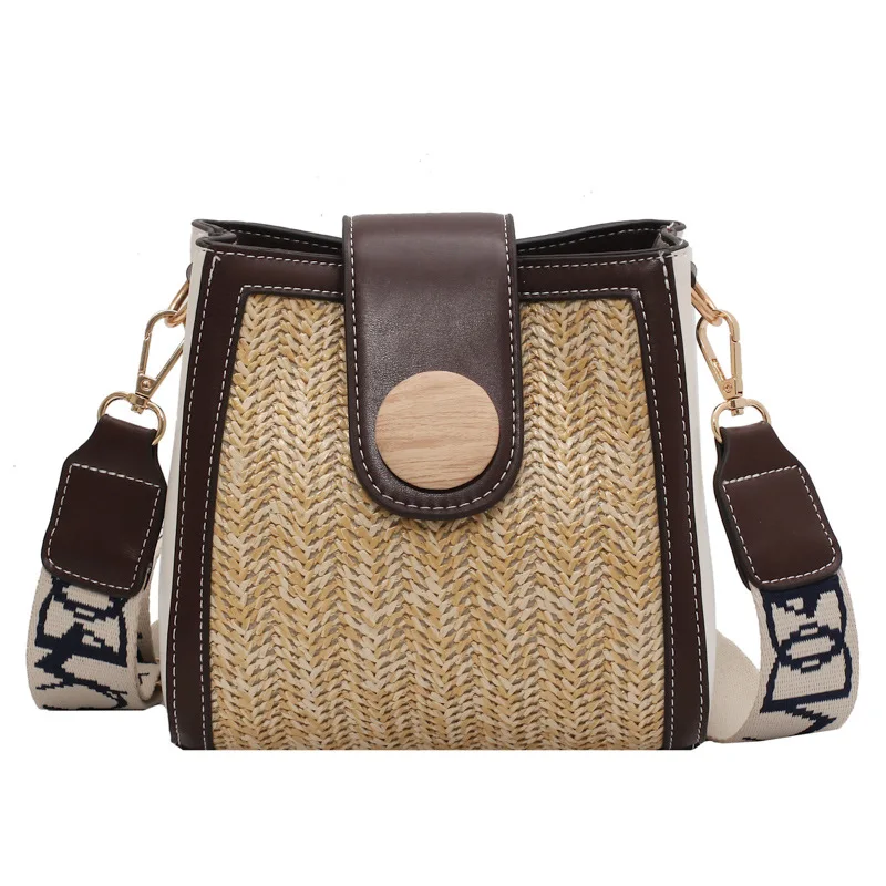

Fashion Summer Women Crossbody Shoulder Woven Bag  Capacity Tote Handbag Lady Bucket Straw Beach Bag, Customizable