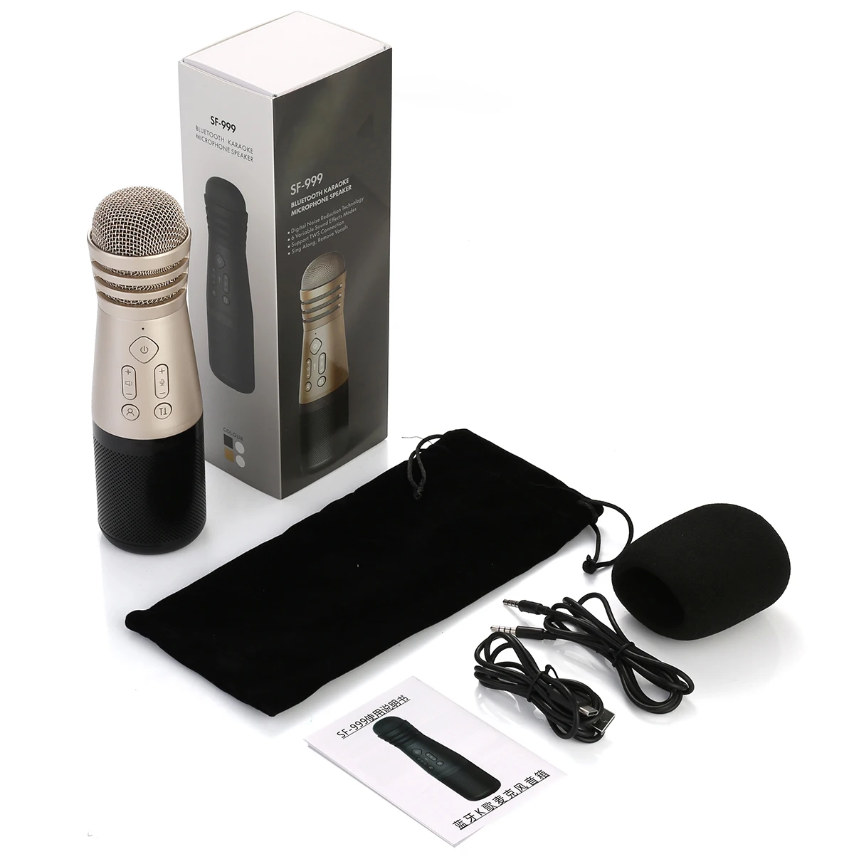 SONCM SF-999 Wireless Karaoke Microphone with Speaker for Singing Portable Wireless Handheld Microphone Speaker