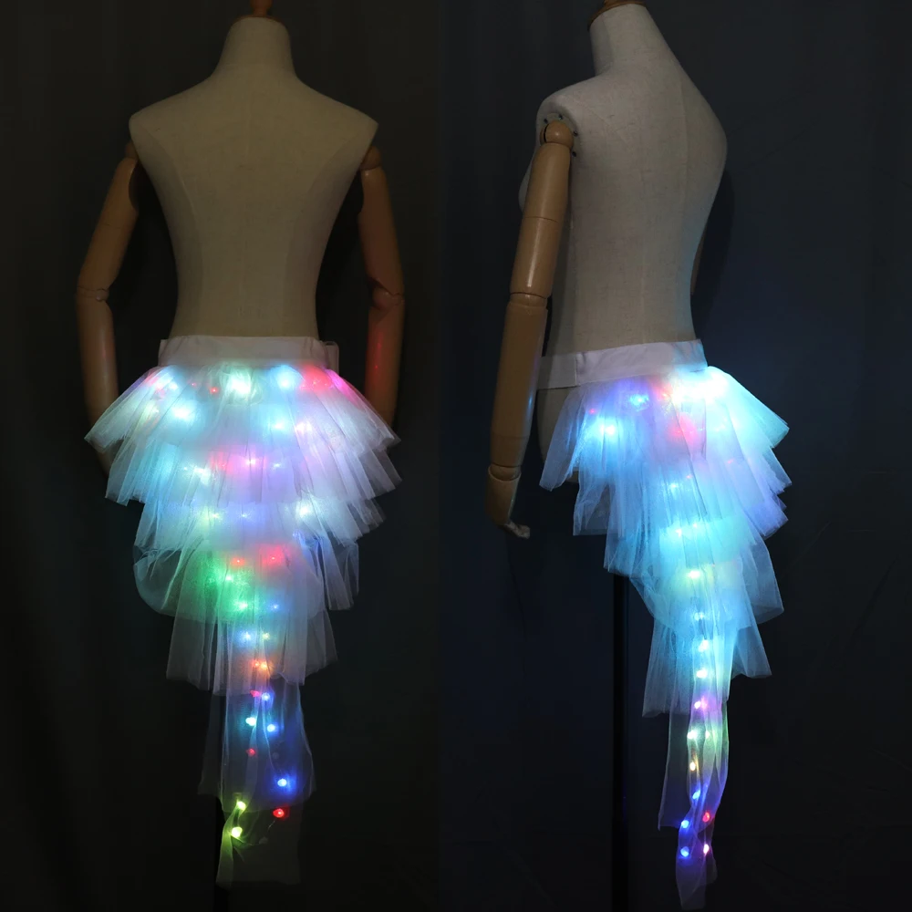 

Fashion Dance LED Tutu Skirt Up Neon Fancy Rainbow Mini Tutu Fancy Costume Adult light Skirt TFS Corset Tutu Skirt, White