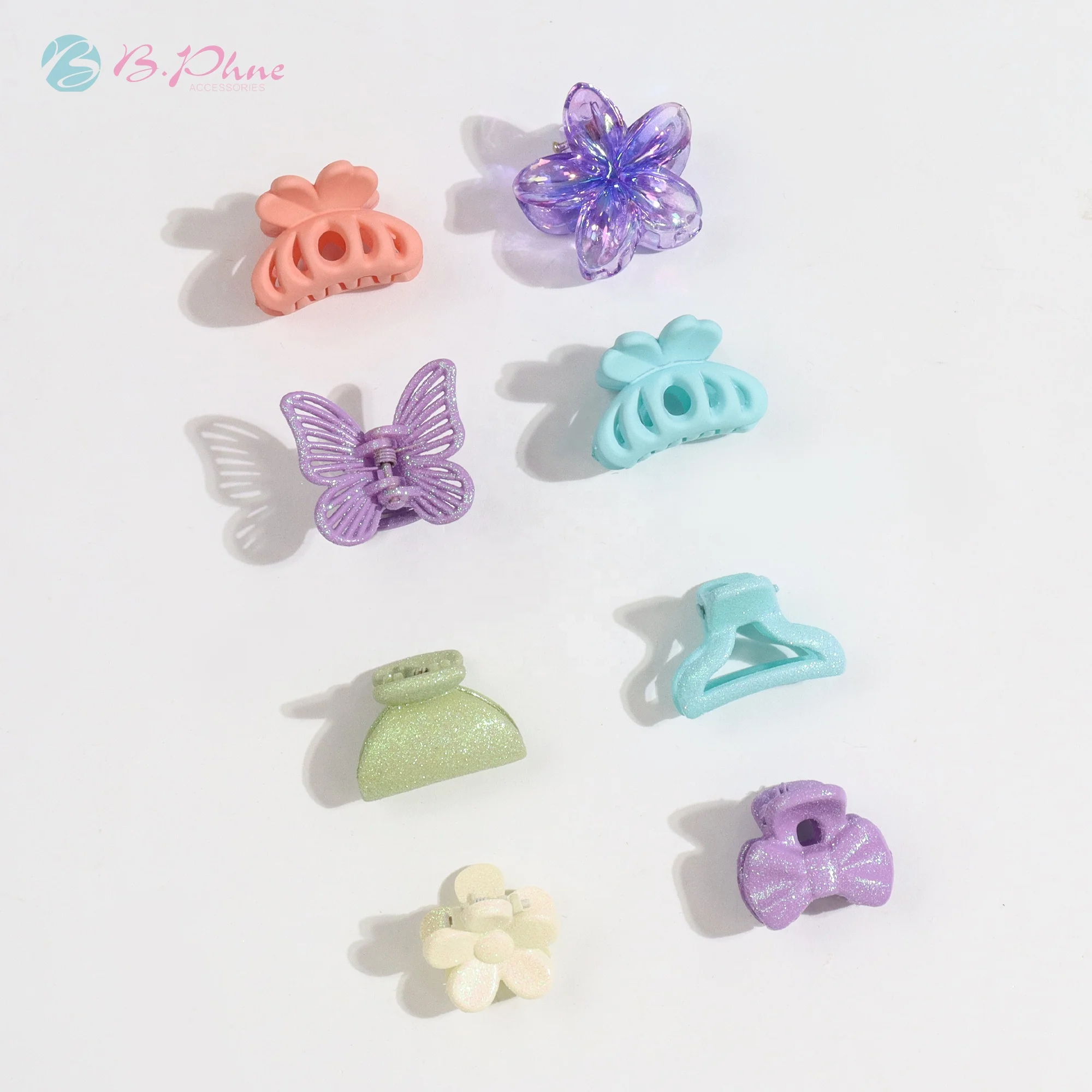 

B.phne factory wholesale 6pcs/set cute small plastic hair claws mini pc hair claw clip for women girls