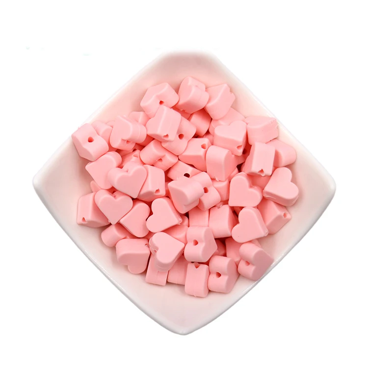 

High Quality Bpa Free Food Grade Silicone Heart Shape Beads Wholesale