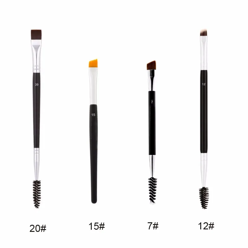 

Professional Dual Sided Brow Brush 12# 15# 7# 20# Eyebrow Enhancer Angled Eyebrow Brush + Comb Beauty Makeup Tool, Black