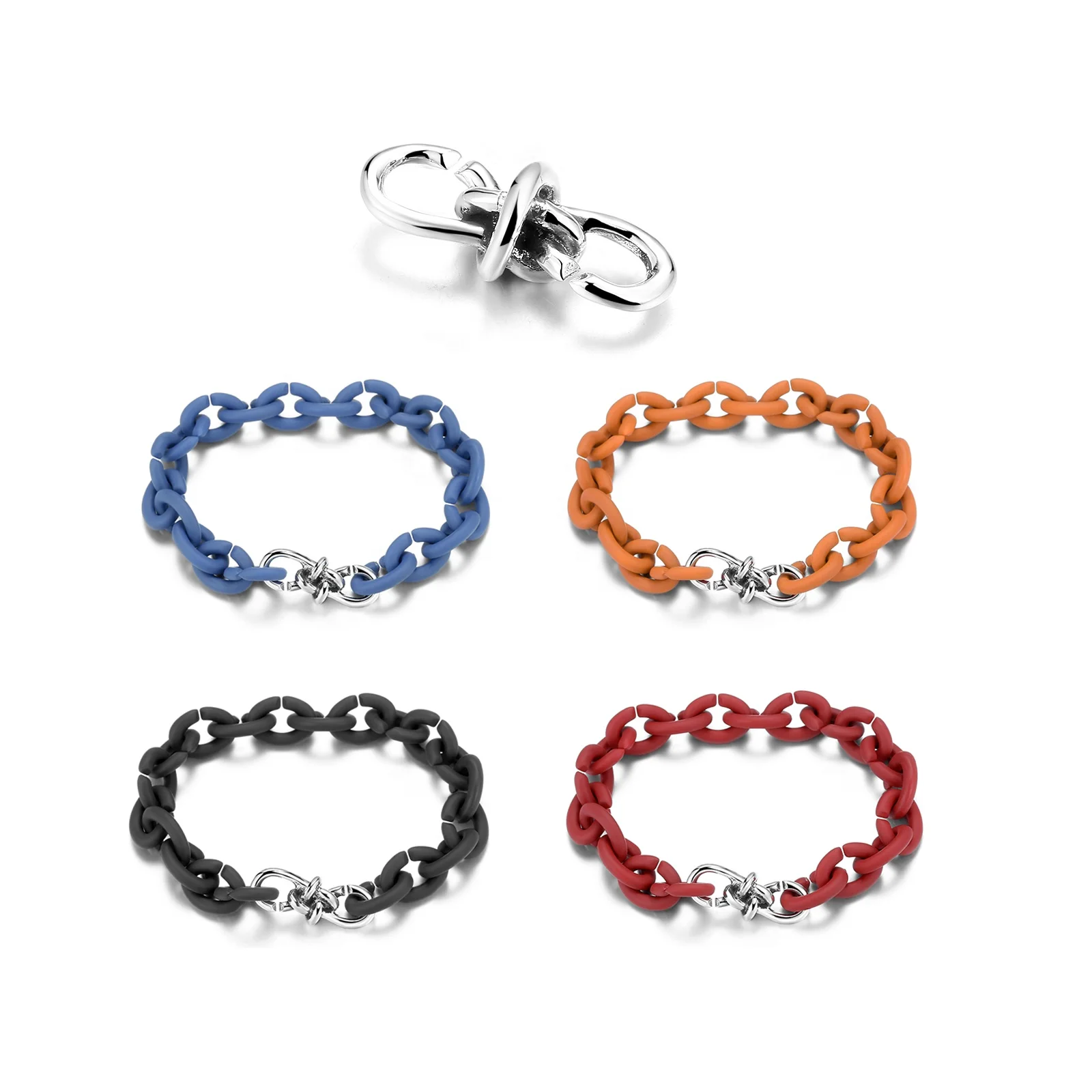 

Real 925 sterling silver Knot charms Beads multiple colour Hard Rubber X Charms Bracelets for Women Men Handmade jewelry