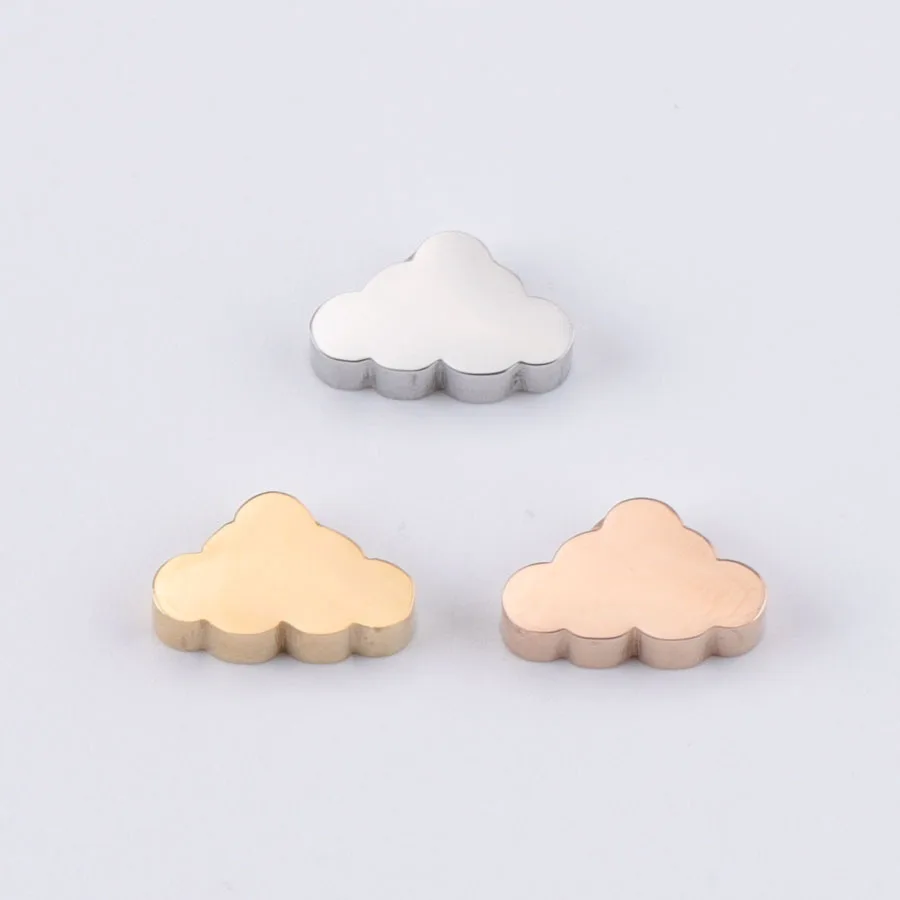 

High Polished Custom Gold Silver DIY Jewelry Accessories Pendant Making Stainless Steel Jewelry Flaky Cloud Shaped Charm, Gold,silver,rose gold,