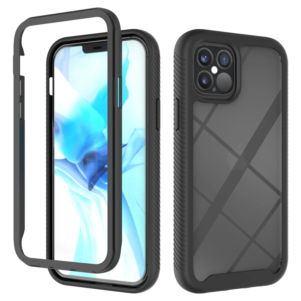 

Shockproof phone case for iphone 12 Transparent Acrylic TPU Silicone 2 in 1 Mobile Phone Case for iPhone 12 Pro Max
