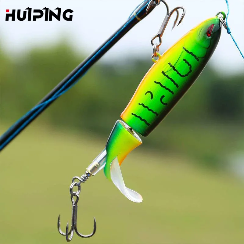 

topwater Lures Fishing 100MM 13G Flexible Whopper plopper Popper fishing lures Pesca Artificial Bait for Bass Trout Walleye Pike, Vavious colors