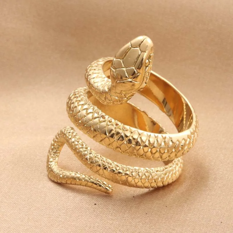 

Titanium Steel Snake Ring Fashion Retro Fashion Male Accessories Animal Ring Stainless Steel Python Ring, Gold/silver/black