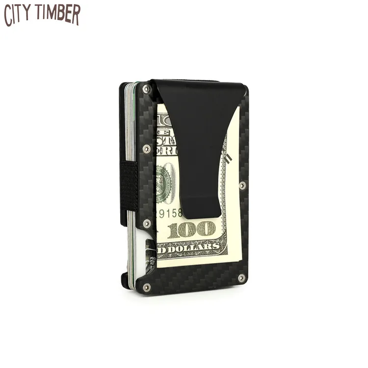 

carbon fiber RFID blocking minimalist slim aluminum metal wallet credit card holder for Men, Black color