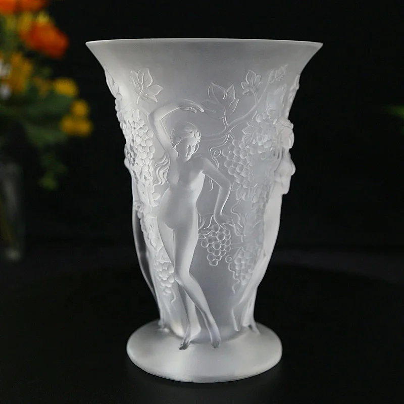 

Hot latest European style high grade crystal Grape lady vase for home decoration wedding hotel or office crystal vase, White