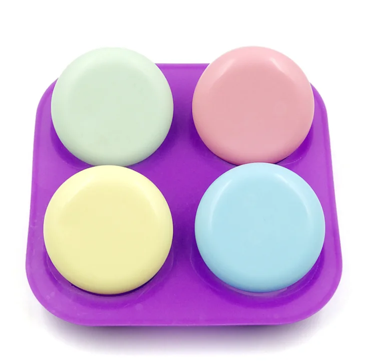 

High Quality 4 Cavity Round Shape Soap Silicone Mold For Soap, Purple