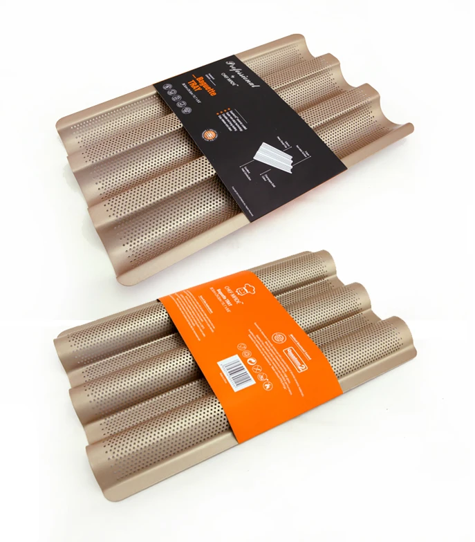 

high quality champagne gold heat-resistant baguette tray,french bread pan
