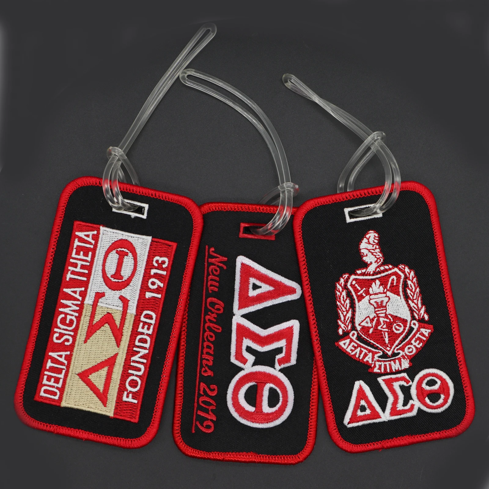 

STOCK Greek Divine 9 Sorority Embroidered Hotel Luggage Tag, Pantone color