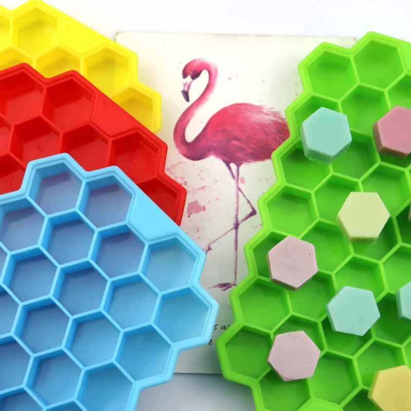 

677 factory free sample 37 hole honeycomb shape silicon resin mold, silicon chocolate moulds, Cube ice silicone mold